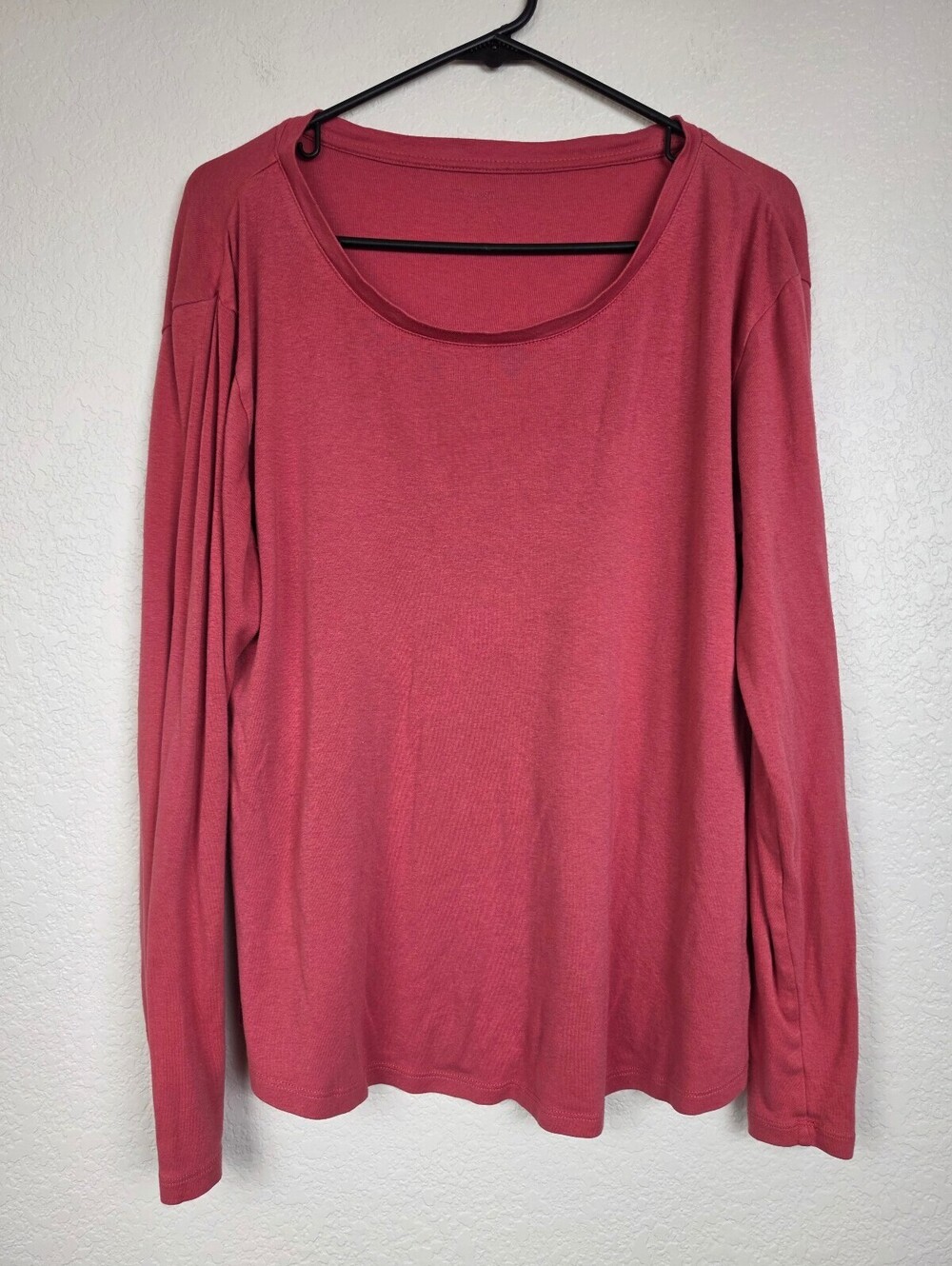 Women's Long Sleeve Modal Cotton Blend Top in Rose Pink